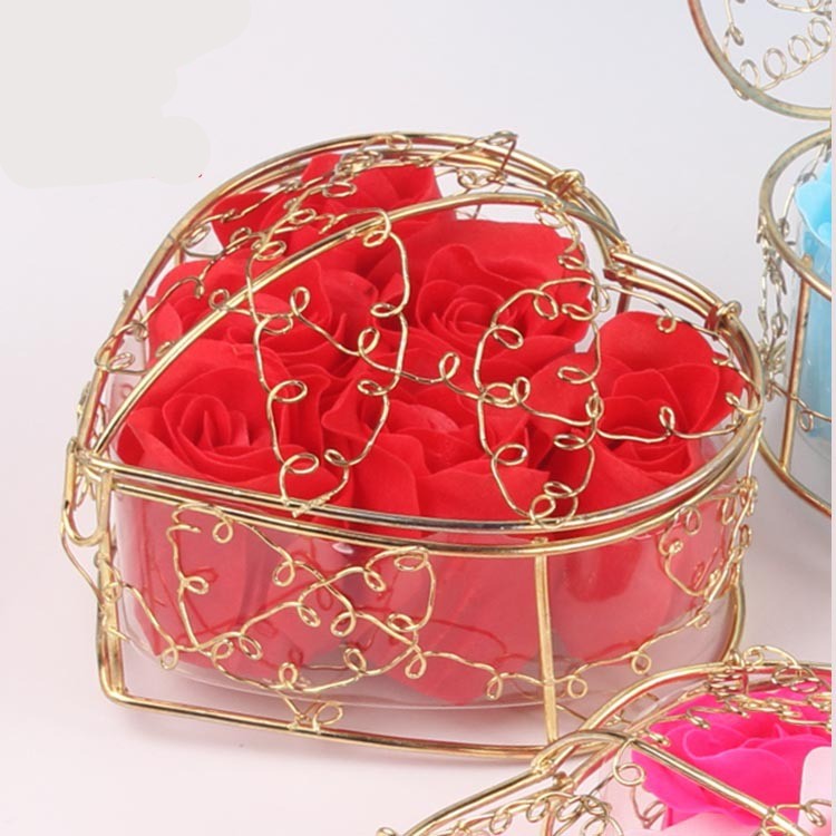 Lovely 6 Rose Pewter Holder Gift Box-Red-Theone Apparel