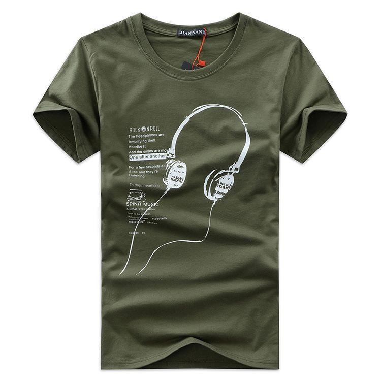 Music is Life Headphone Shirt-Green-Theone Apparel
