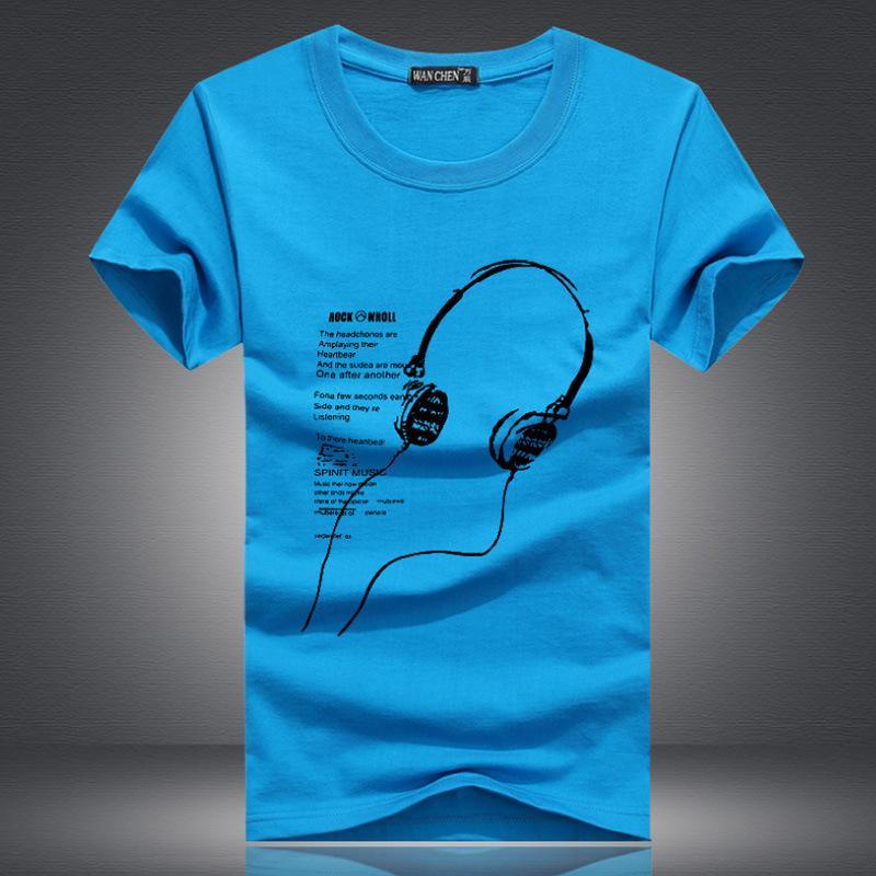Music is Life Headphone Shirt-Lake Blue-Theone Apparel