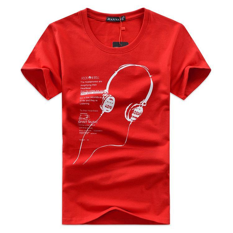 Music is Life Headphone Shirt-Red-Theone Apparel