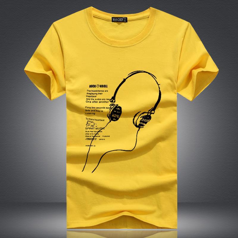 Music is Life Headphone Shirt-Yellow-Theone Apparel