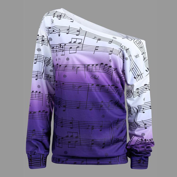 Neon Ombre Music Note Sweater-Purple-Theone Apparel