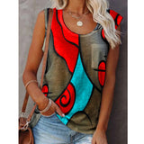 Mouwloos abstract patroon tanktop blouse