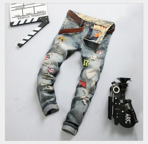 Patched Up Distressed Jeans and Belt