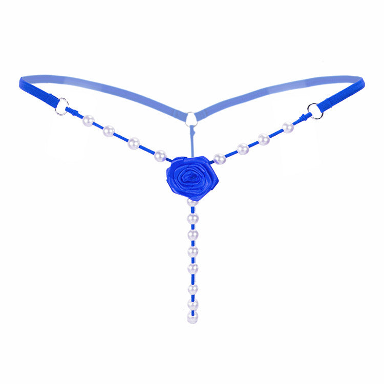Pearls and Bows Lace G String-Blue-Theone Apparel