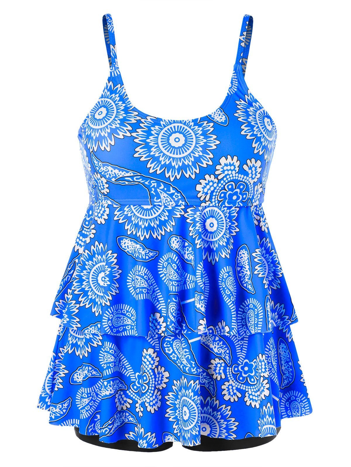 Pink Plus Size Womens Tankini-Blue-Theone Apparel