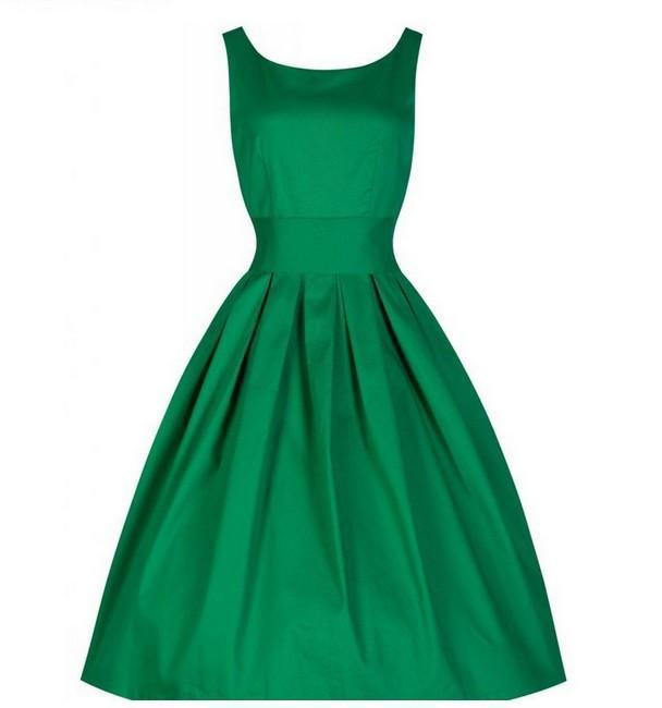 Pleated Scoop Neck A Line Dress-Green-Theone Apparel