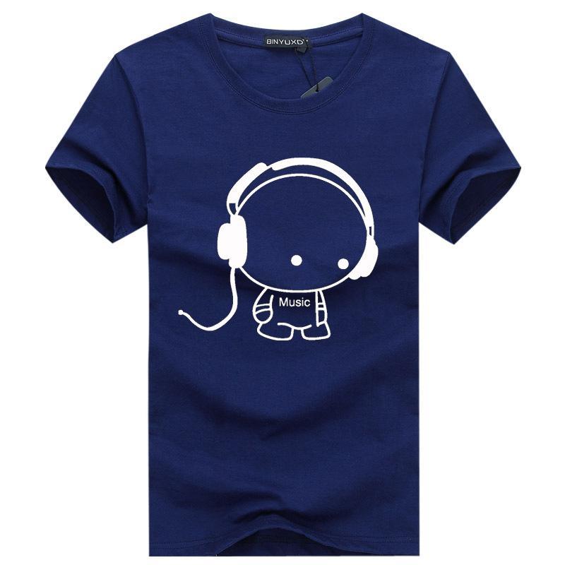 Plug in Headphone Graphic Shirt-Dark Blue-Theone Apparel