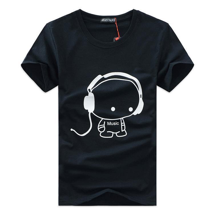Plug in Headphone Graphic Shirt-Black-Theone Apparel
