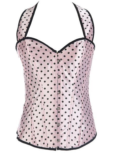 Polka Dot Corset Top-Pink-Theone Apparel