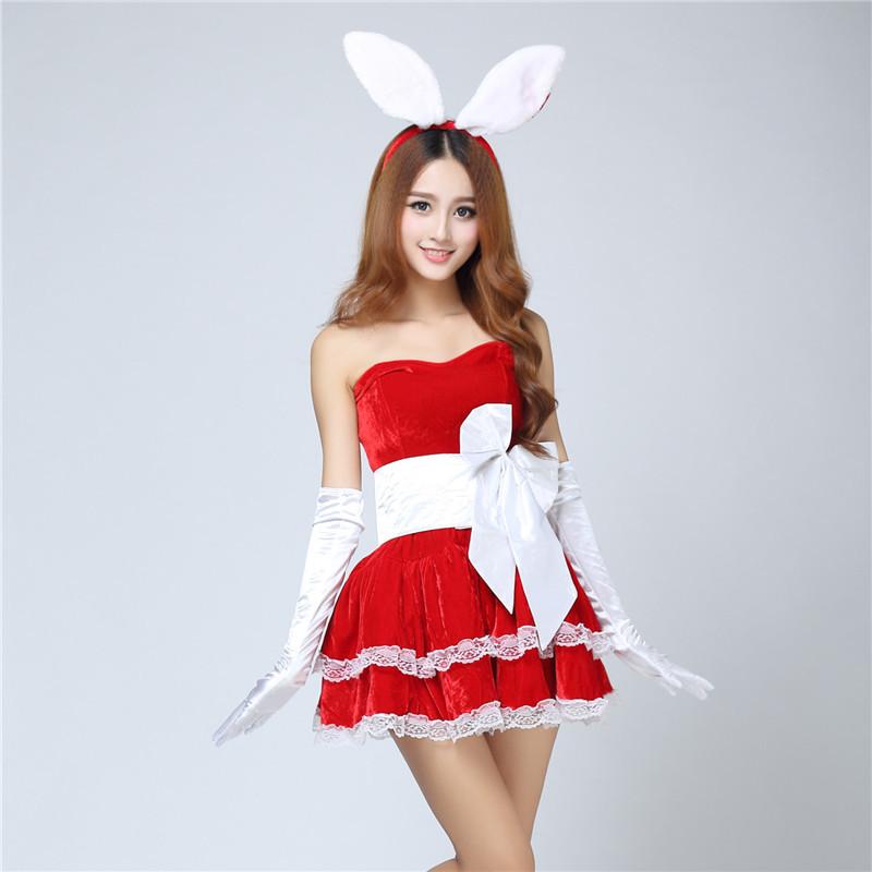 Pretty Bunny Rabbit Lingerie With Ears-Red-Theone Apparel