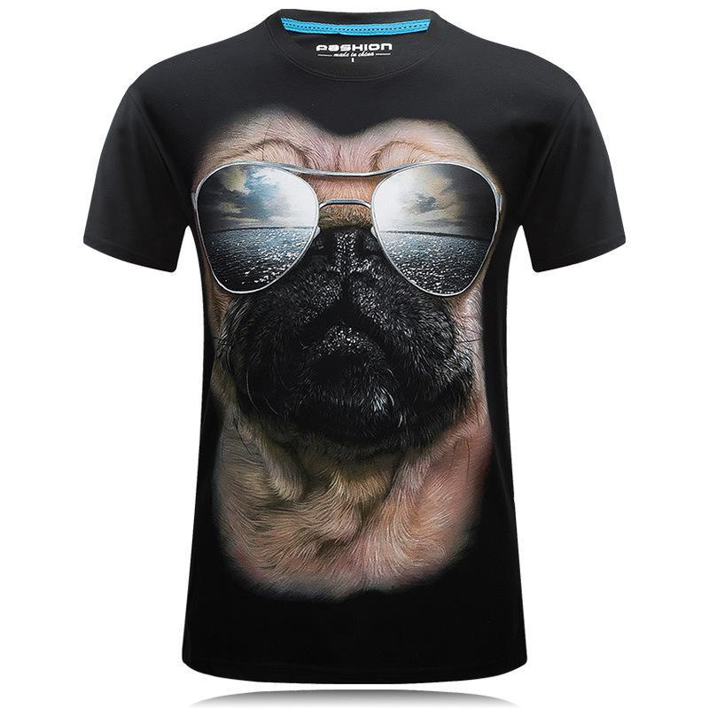 Pug With Shades Silly Face Shirt-Black-Theone Apparel