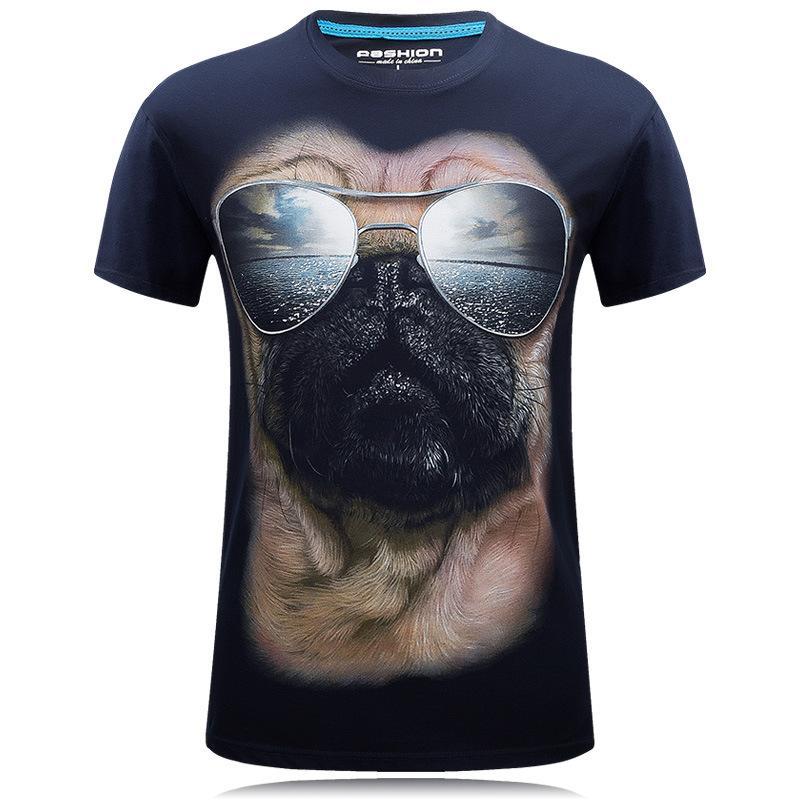 Pug With Shades Silly Face Shirt-Blue-Theone Apparel