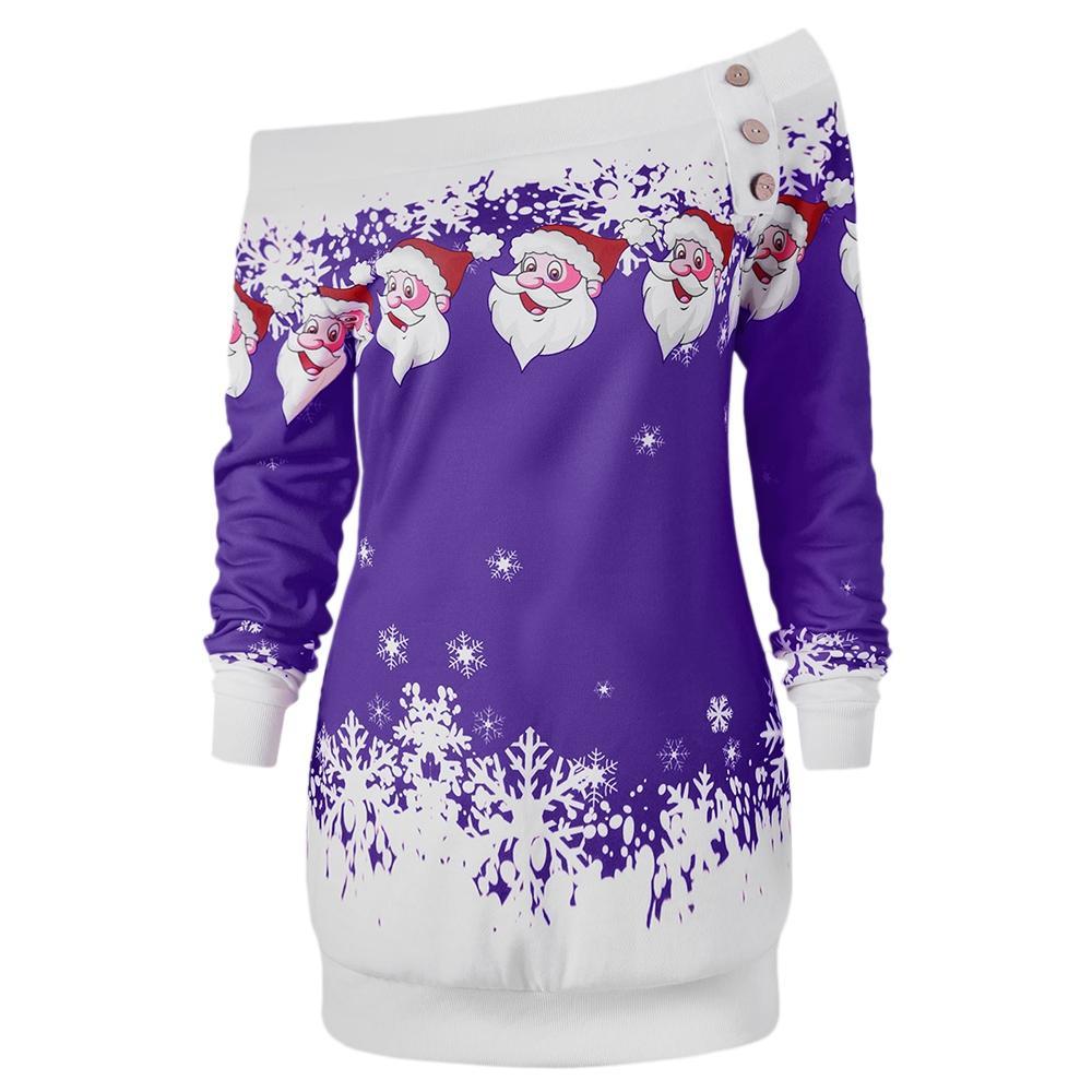 Santa Snowflakes Sweatshirt mit schrägem Hals