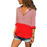 Stipe geblokkeerde collared button-front blouse