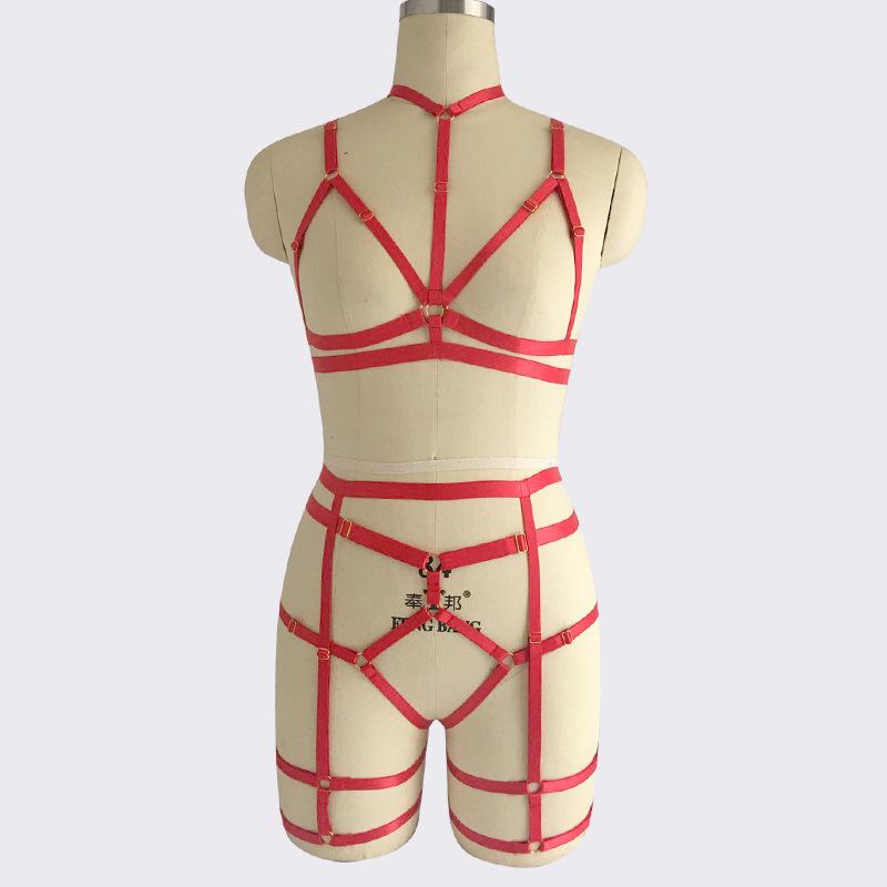 Ensemble de cage de bondage à lacets en deux pièces