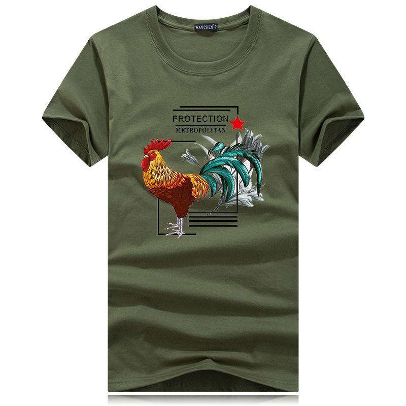 Rooster in Charge Short Sleeve Tee-Military Green-Theone Apparel
