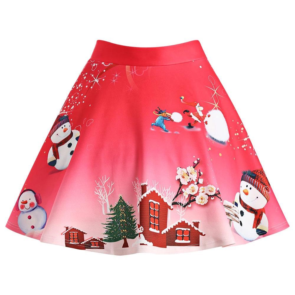 Christmas Snowman Plus Size Skirt - Theone Apparel