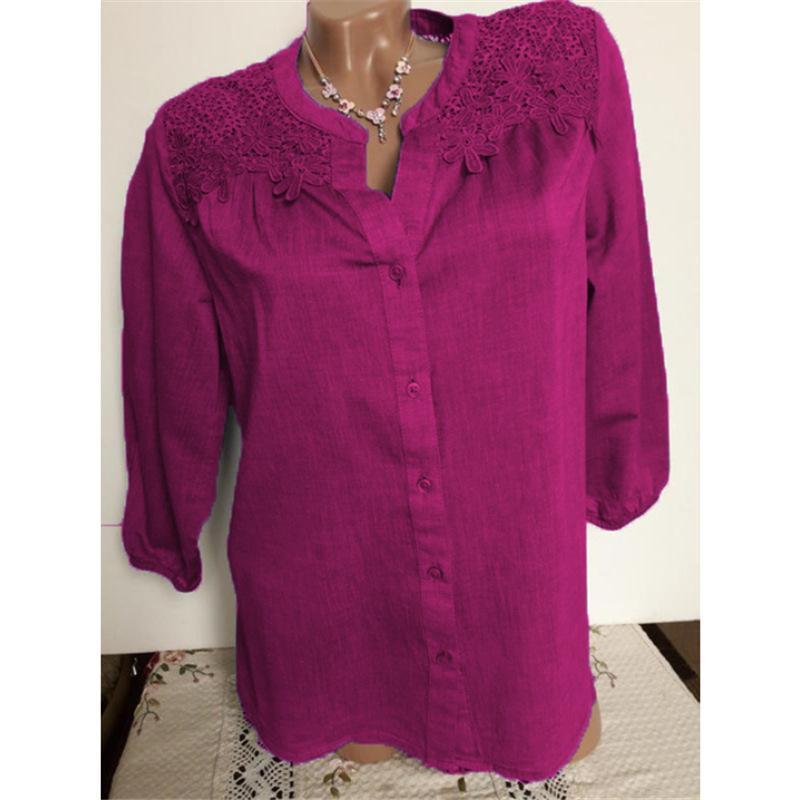 Lace borduurwerkknop omhoog blouse