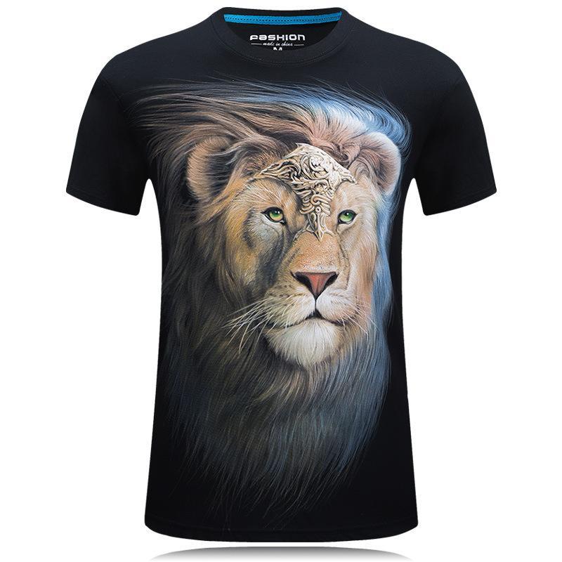 Royal Lion Face Animal Shirt-Black-Theone Apparel