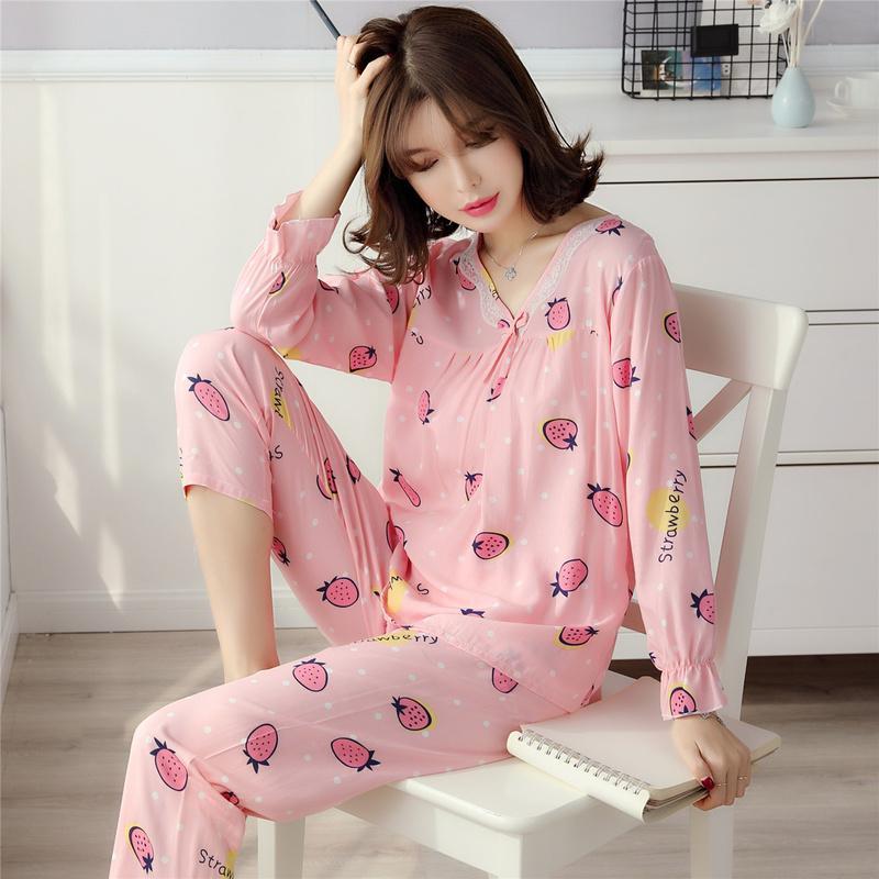 Ruffle Cuffs Floral Sleepwear Set-Pink-Theone Apparel