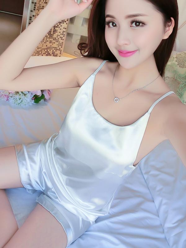 Satiny Basics Lingerie Short Set-Gray-Theone Apparel