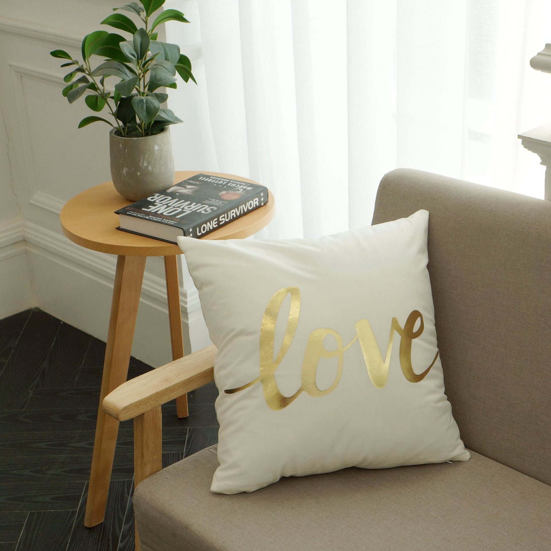 Scripted Gold Foil Pillow Covers-601-0029-S3-Theone Apparel