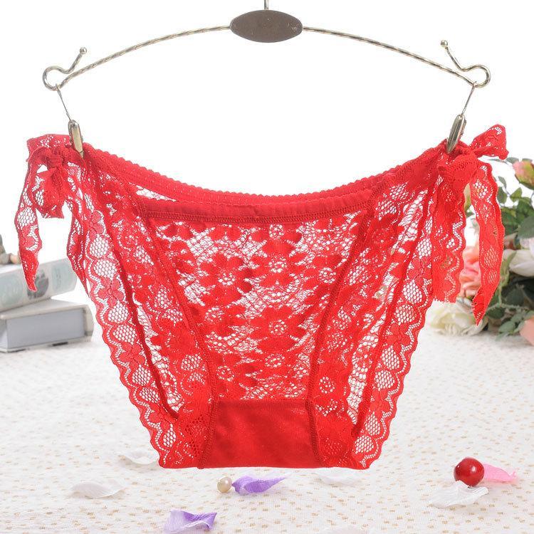 Side Tie Sheer Lace Hipster Panty