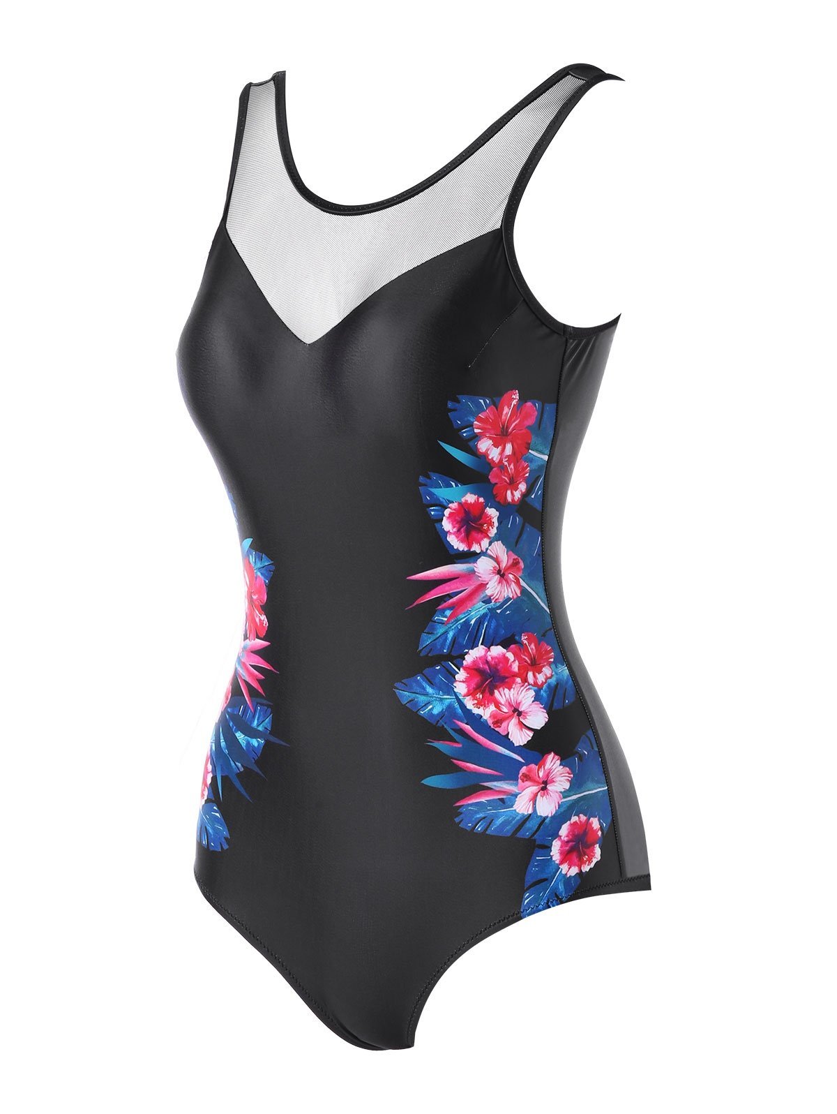 Simple Flower Print One Piece Swimwear