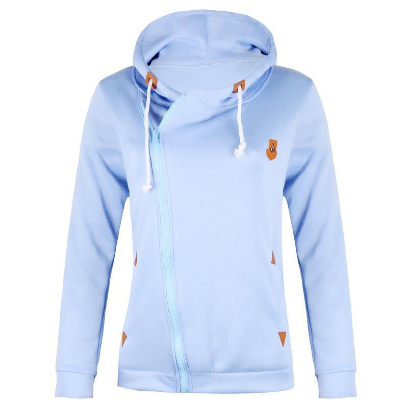 Size Zipper Pocketed Drawstring Hoodie