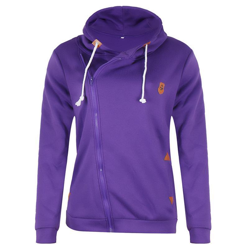 Size Zipper Pocketed Drawstring Hoodie-Purple-Theone Apparel