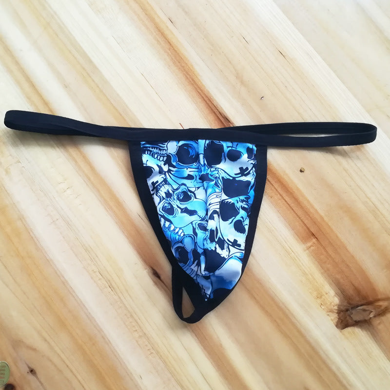 Skulls and Lace Front Thong-Blue-Theone Apparel