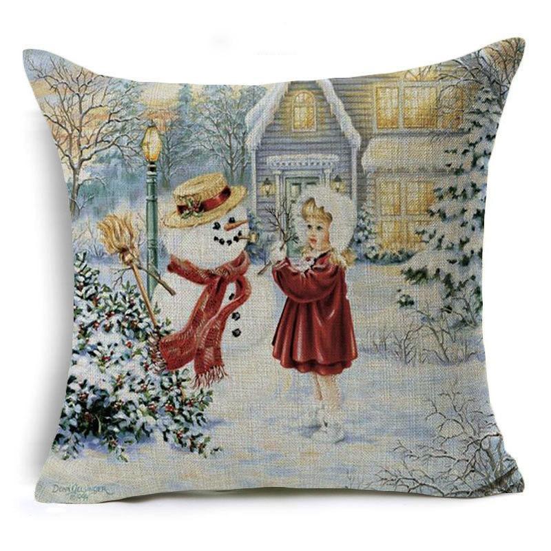 Adegan salju bantal snowman sarung bantal