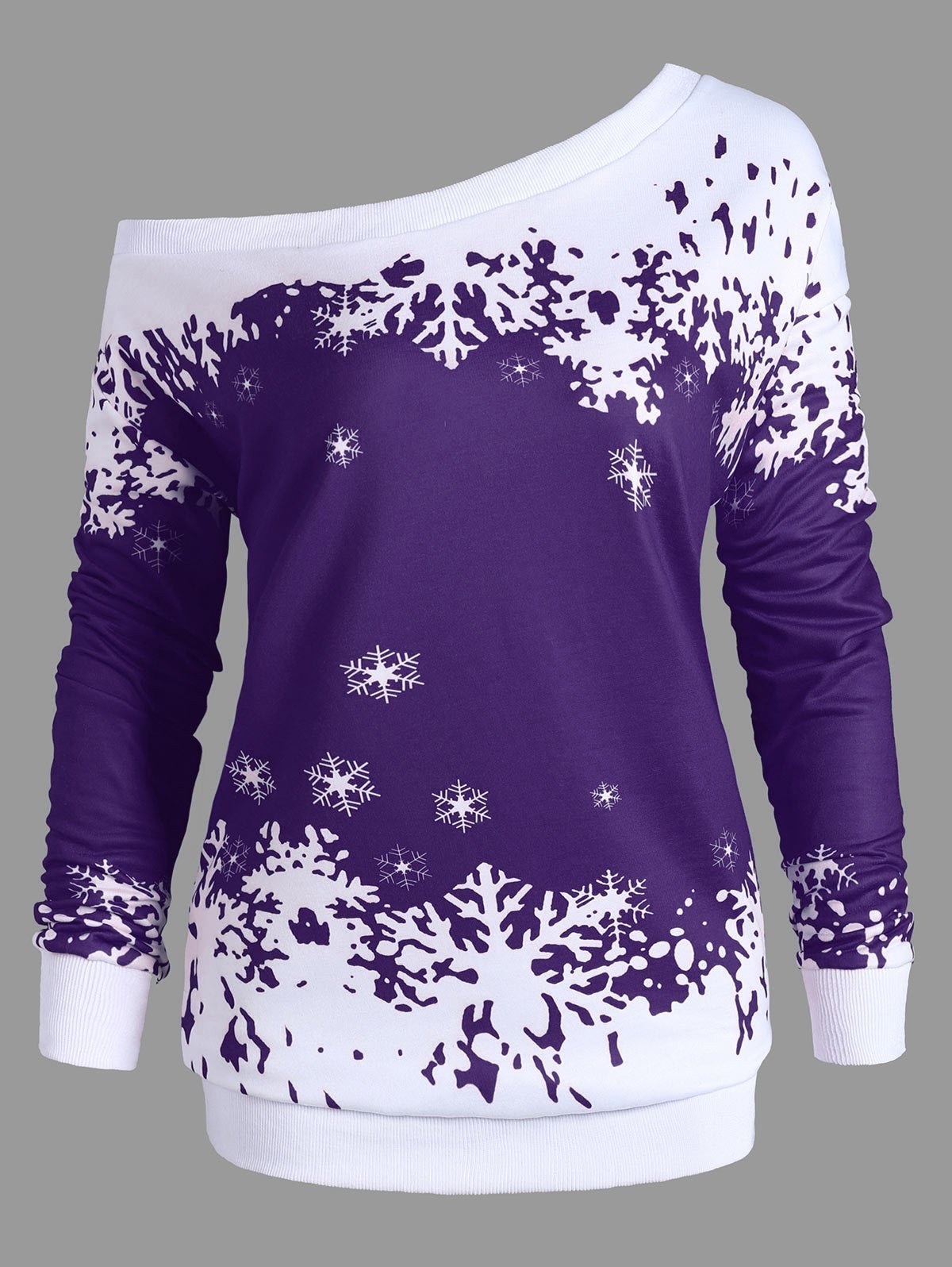 Snowflake One Shoulder Plus Size Sweatshirt