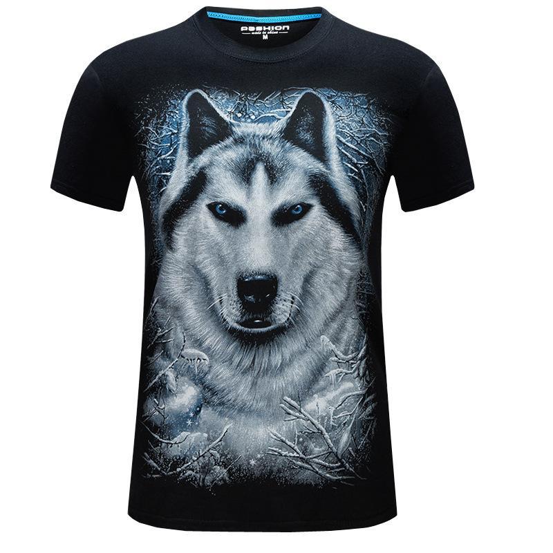 Snowy White Wolf Graphic Shirt-Black-Theone Apparel