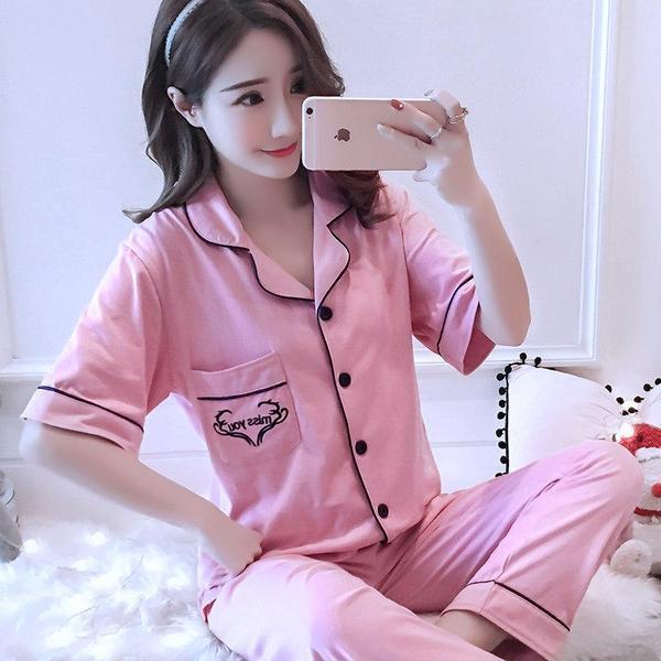 Sophisticated Button Up PJ Set-Pink 2-Theone Apparel