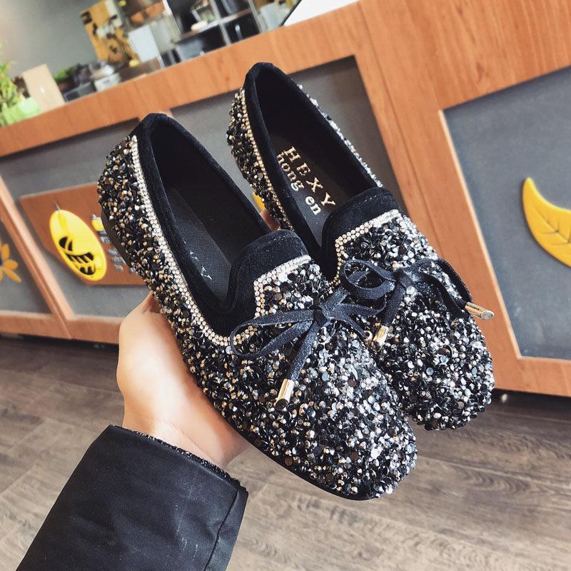 Sparkly Sequin Sensation Loafer Shoes-Black-Theone Apparel