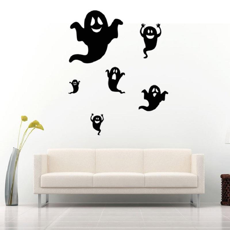 Spooky Halloween Black Ghost Wall Sticker-Black-Theone Apparel