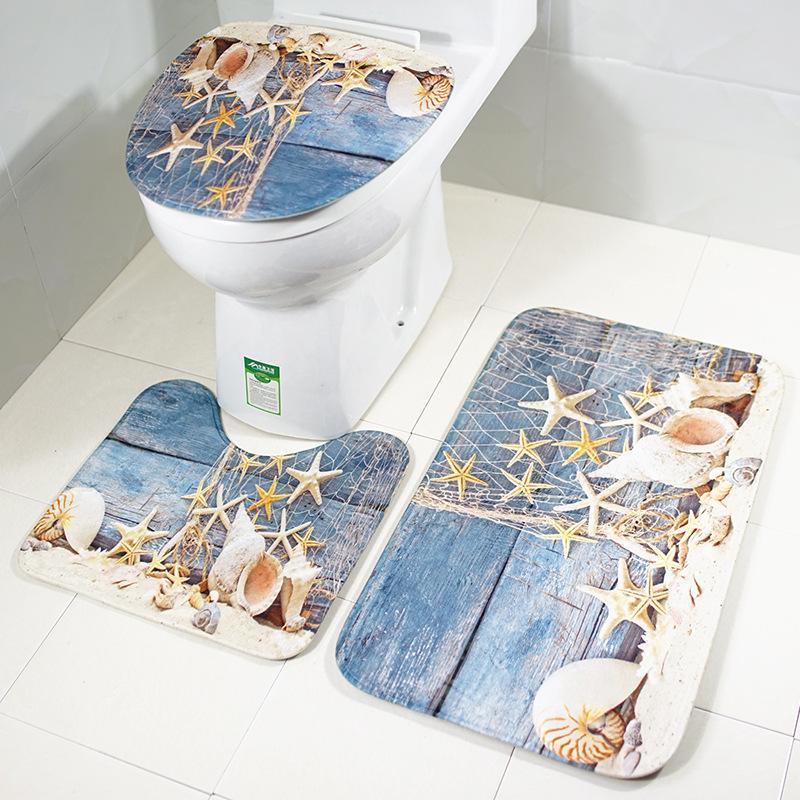 Starfish and Seashells Bath Mat Set