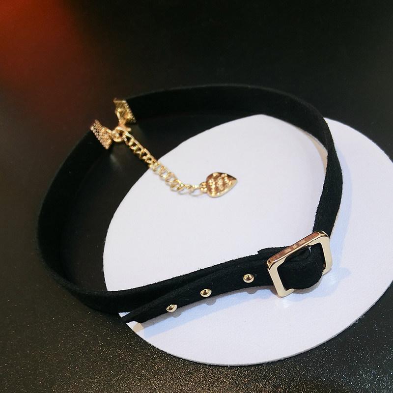 Studded Black Suede Choker Necklace-Theone Apparel