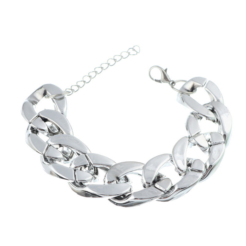 Thick Chain Link Metal Bracelet-Silver-Theone Apparel