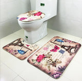 Driedelige badkamer tapijt set