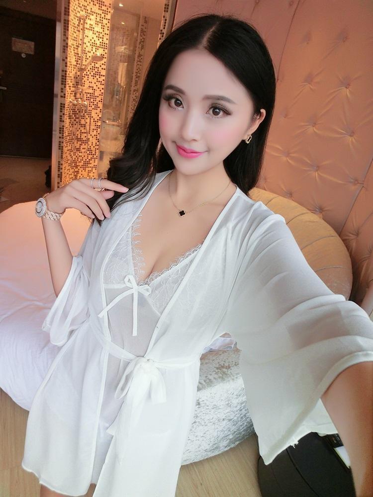 Lace-Trimmed Babydoll with Sheer Robe