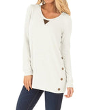 Triangle-Stitch Button-Accent Scoop Neck Tunic