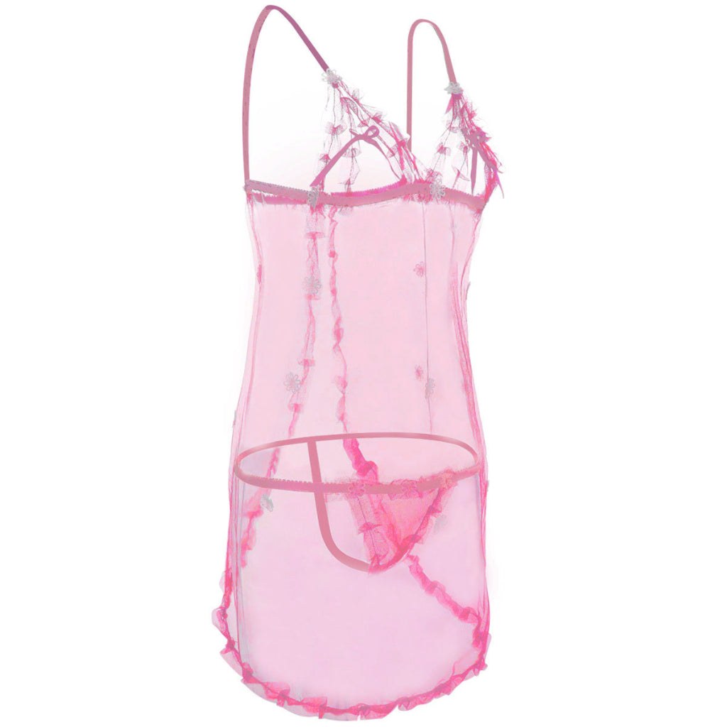 Berlaris dengan renda lihat melalui babydoll