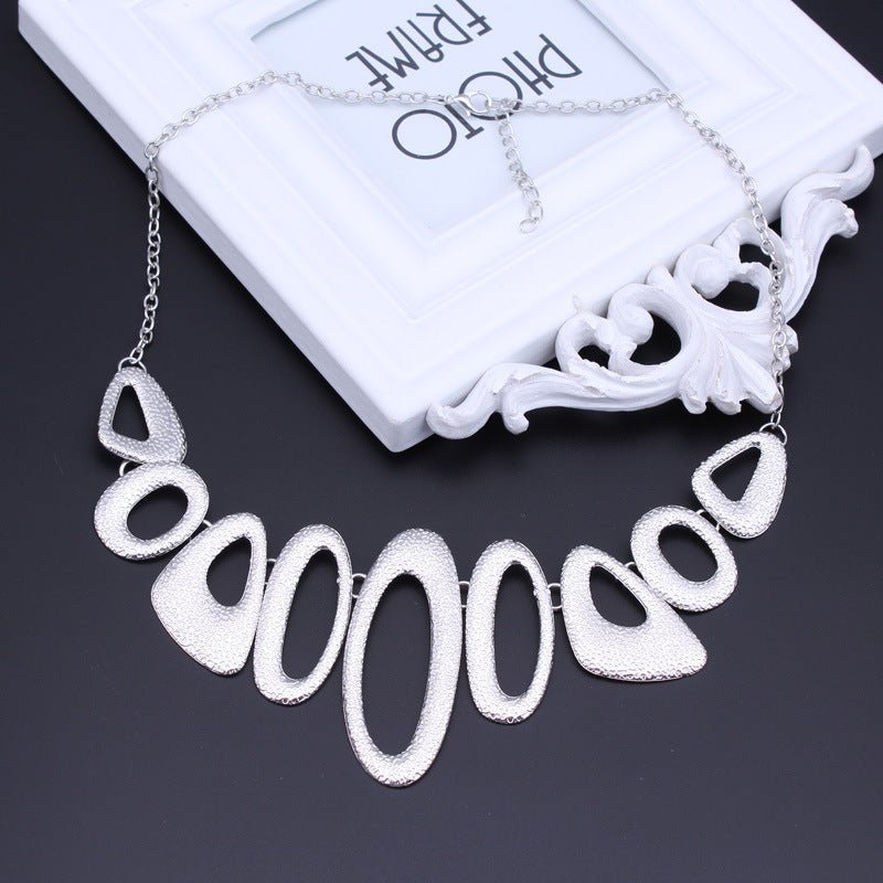 Asymmetrical Oval Metallic Modern Necklace - THEONE APPAREL