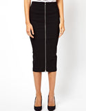 Back Pleat Zip Front Pencil Skirt - THEONE APPAREL