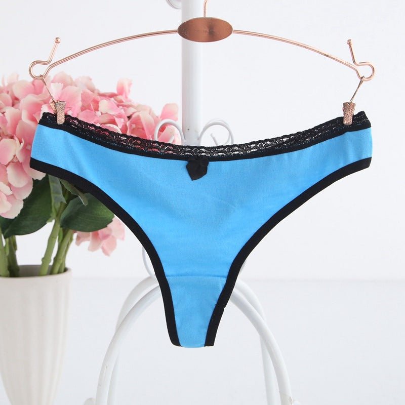 Basic Lace Trim Thong Panty - THEONE APPAREL