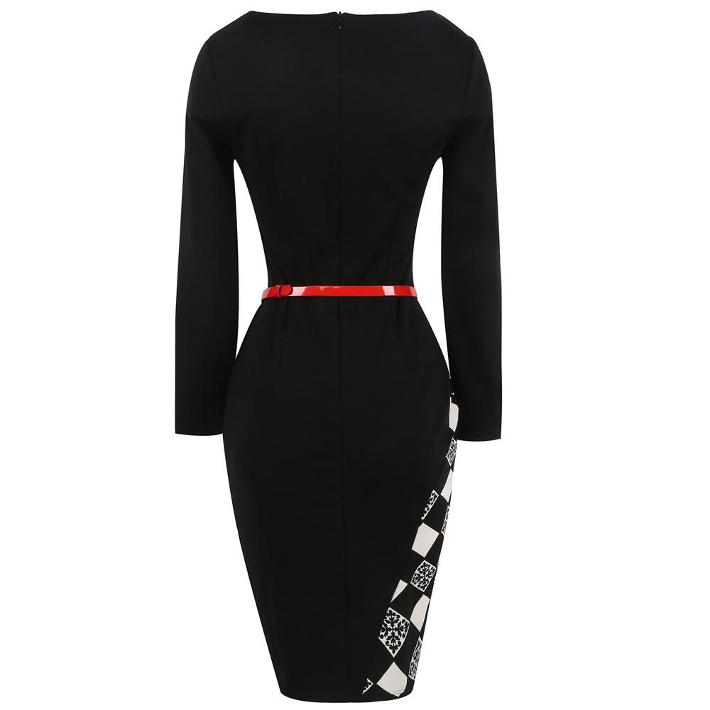 Belted Asymmetrical Blocked Sheath Dress - THEONE APPAREL