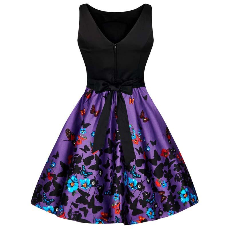 Black & Purple Floral Butterfly Dress - THEONE APPAREL